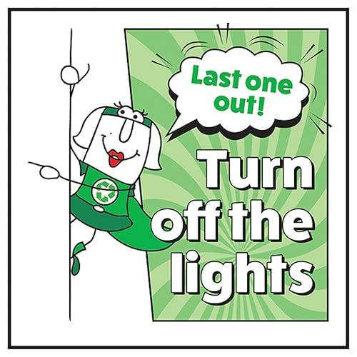V Safety Last One Out! Turn Off The Lights Woman Left 100 x 100 mm - 3mm Brushed Aluminium Composite Safety Sign