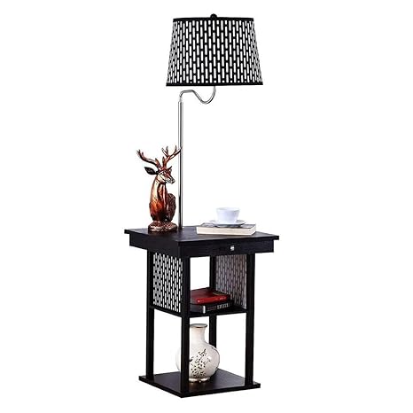 Led Floor Lamp With Wireless Charging Pad Usb Port Shelves