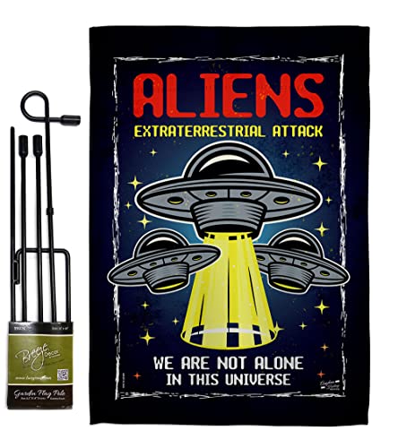 Angeleno Heritage Aliens Attack Flag Garden Stake Banner Pole Stand Set Outdoor…