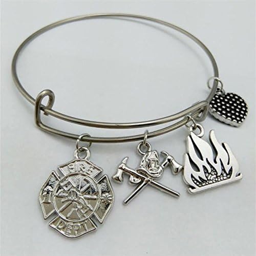 Fire Dept Bracelet, Fire Dept, Gift for Fire Dept, Fireman wife bracelet, Fireman's wife gift, Fireman, Heart, bangle bracelet, fire, heart,