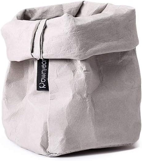Rownyeon Cosmetic Organizer Makeup Brush Cup Holder Travel Portable Kraft Paper Bags, Pencil Pen Case for Desk Reusable Washable Stationery Bag