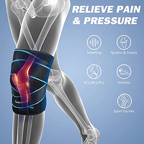 Knee Brace, Gelocent Knee Support with Side Stabilizers & Patella Gel Pads, Knee Brace with Adjustable Straps for Knee Pain Relief, Arthritis Pain, Injury Recovery, Running, Workout, Swollen ACL