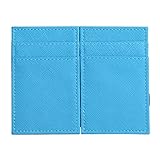 Men's and Women's Bi-fold High End Leather Magic Wallet 4 ID Credit Pocket Case Holder Magic Money Clip Slim Wallet (Taiga Leather/Black+Blue)