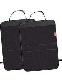 Kick Mat Car Seat Back Protectors with Odor Free, Premium Waterproof Fabric, Reinforced Corners to Prevent Sag, and 4 Mesh Pockets for Large Storage