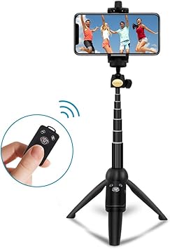 Amazon Com Hanmir Bluetooth Selfie Stick Foldable Long Distance Iphone Stand Tripod With Wireless Remote Tripod For Cell Phone Iphone Samsung Galaxy Ect Camera Photo
