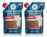 Bare Bones Beef Bone Broth for Cooking and Sipping, 100% Grass-fed, Organic, Protein and Collagen Rich, Keto Friendly, 16 oz, Pack of 2