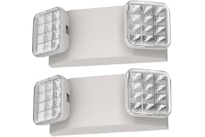 EXITLUX 2 Packs Emergency Light with Two Square Led Heads&Battery Powered Emergency Lights-Emergency Exit Light-120/277VAC Commercial Lighting›Emergency Light Fixtures.