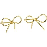 Gold Bow Earrings for Women Silver Bow Stud Earrings Minimalist Trendy Dainty Cute Ribbon Earrings Elegant Jewelry Gift Accessories