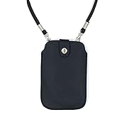 Leather Neck Pouch for iPhone (Style 2) - Magnetic Checkered Black Case by Tapp Collections