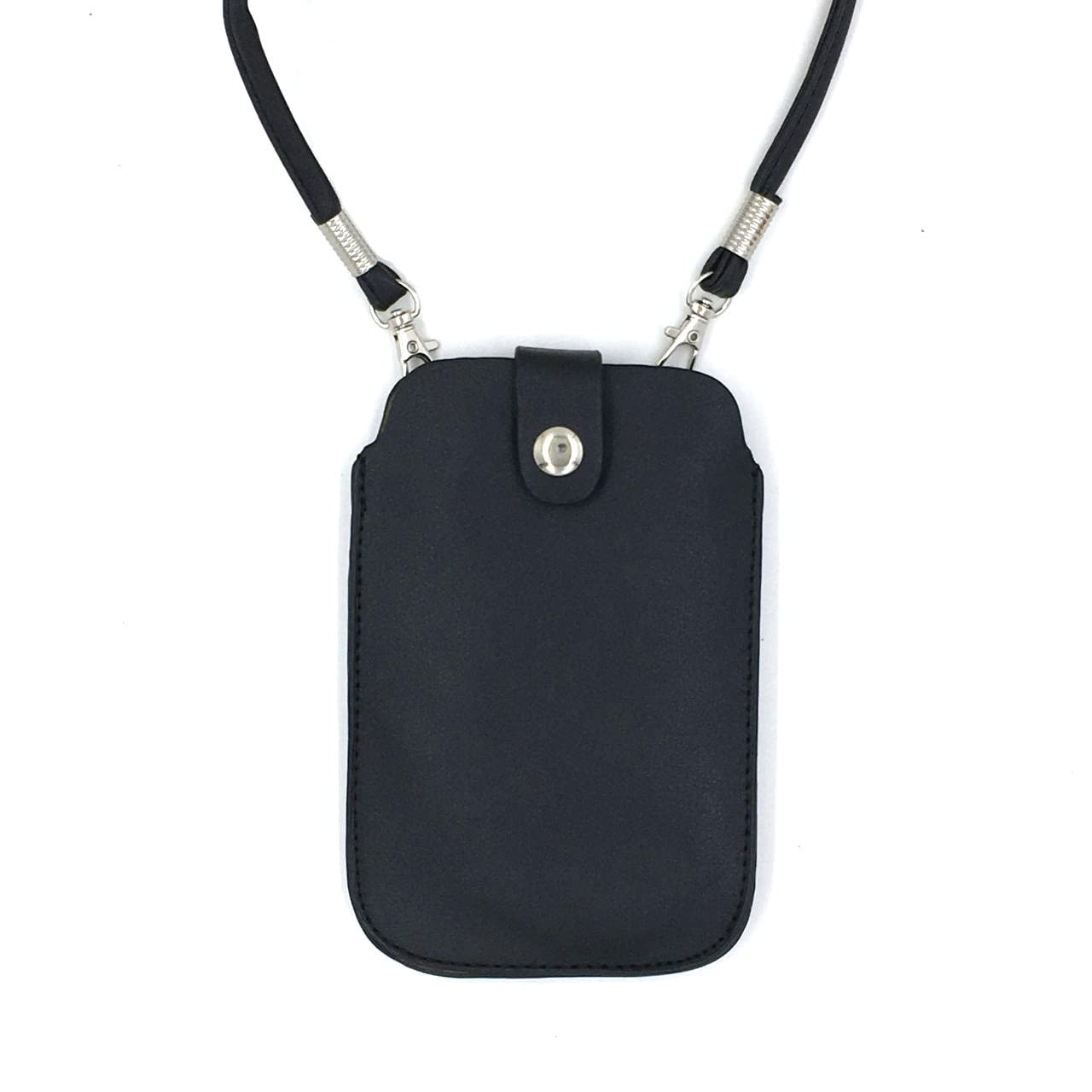 Photo 1 of Leather Neck Pouch for iPhone (Style 2) - Magnetic Checkered Black Case by Tapp Collections