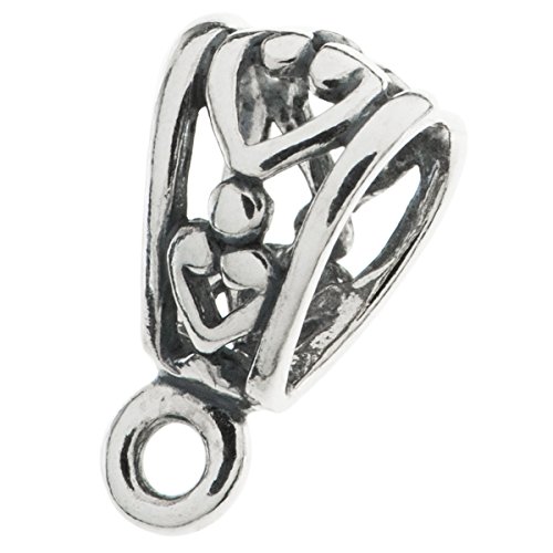 1 pc .925 Sterling Silver Heart Bail Clasp Pendant Connector/Findings/Antique