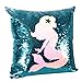 leegleri Mermaid Sequins Pillow Case, Reversible Sequin Throw Pillow Cover with Zip,Magic Mermaid Cushion Cover for Chair Couch Bed Sofa