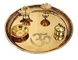 Akanksha Arts, in Golden Shed, Made of Brass Pooja Thali - 21 cms Diameter ...
