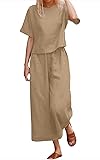 Nfsion Womens Summer 2 Piece Outfits Crewneck Half