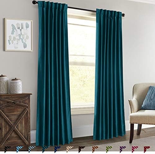 Royhom Multi Size & Color 50" W x 120" L Luxury Velvet Curtain Soild Curtain 90% Blcakout Curtain/Back Tab/Set of 1