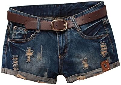 Summer Shorts Women Vintage Club jeans Denim Shorts Sexy Hip Hop Skull Patch Ripped Shorts for women Without Belt