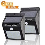 LTE 20 LED Solar Motion Sensor Light, Weatherproof, Wall Light, Outdoor Wireless Night Light, Ideal for Entrance, Pathways, Home, Driveway, Garden, Deck, Yard. (Set of 2)