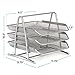 Mindspace Desk Organizer Paper Tray with 3 Tier Desktop File Organizer | Office Organizer & Stacking File Holder, Document Organization for Desk | The Mesh Collection, Silver