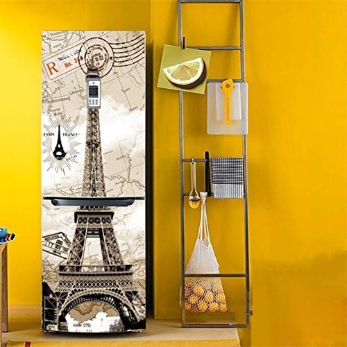 3D Door Fridge Sticker Closet Cover DIY Self Adhesive Removable Waterproof PVC Sticker For Refrigerator Covering Full Door Wall Decal Hallway Mural,60180CM