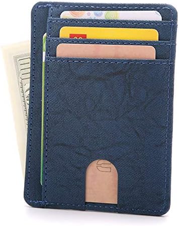 Minimalist slim Credit Card Holder Front Pocket RFID Blocking Leather Wallets for Men & Women