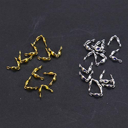 Monrocco 600pcs Metal Open Bead Tips Knot Covers for Jewelry Making, Gold & Silver, Diameter: 4mm