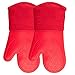 BPA-Free Silicone Oven Mitts Ultra Heat Resistant up to 500°F - Oven Mitts with Thick Cotton Liner - Long Slip Resistant Pot Holders, Flexible Oven Gloves - Canyon Red 13.7