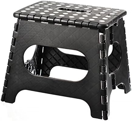 Easy Folding Step Stool Kid Children Adult Foldable Chair Strong Plastic Black