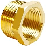Joywayus Brass Reducer Hex Bushing Reducing Pipe Fitting 1/2" G Female × 3/4" NPT Male Thread Adapter