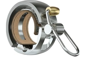 Knog Oi Luxe Bike Bell – Sleek Low Profile Bicycle Bell for Adults, Durable Metal & Vegan Leather, Clear Tone, Easy Install for Flat Bars & Drop Bars (Small 22.2mm / Large 23.8–31.8mm)