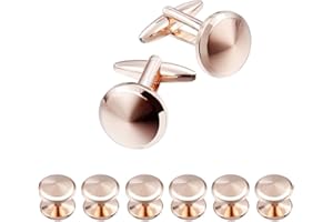 HAWSON Cufflink for Men with Tuxedo Shirt Studs, Cufflink and Tuxedo Shirt Studs for Men, Silver and Gold Tone Cuff Links for Men