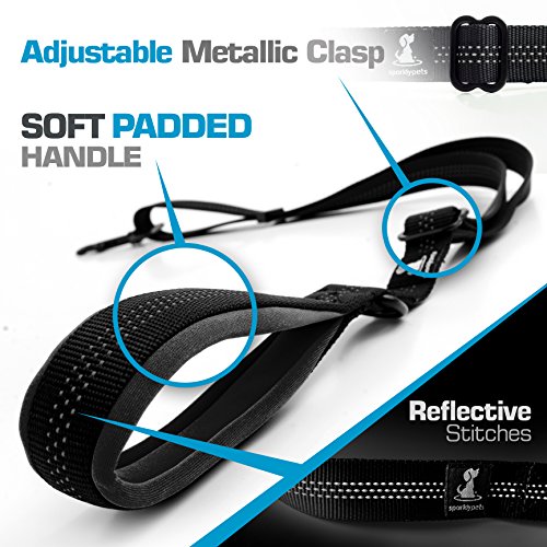 SparklyPets FLASH SALE | Adjustable Leash and 3 in 1 Shock-Absorbing Bungee Extension Set – Heavy Duty Dog Leash for Medium and Large Breeds Made from Durable Nylon – Reduces Pulling Shocks - Black - Thumbnail 3