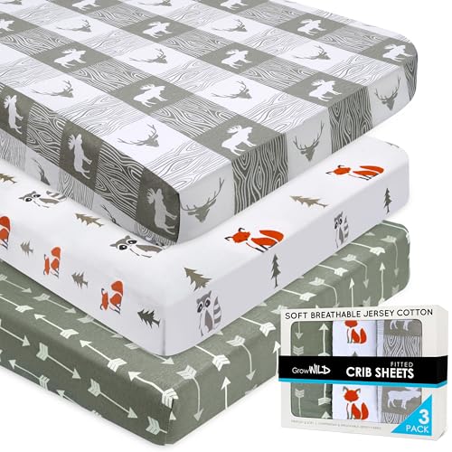 Fitted Unisex Crib Sheets GROW WILD