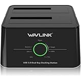 WAVLINK USB 3.0 to SATA (5Gbps) Dual-Bay Hard Drive Docking Station For 2.5 inch/3.5 Inch HDD,SSD Support Offline Clone / Backup /UASP Functions [8TB&times;2 ]-Black
