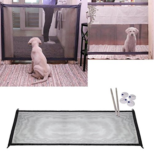 Exteren Magic Gate Portable Folding Safety Guard For Pets Dog Cat Isolated Gauze (black)