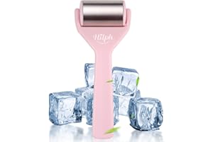 Hilph Ice Roller for Face Metal, Stainless Steel Ice Face Roller for Skin Care, Cold Facial Massager Roller for Puffiness, Eye Bags (Pink)