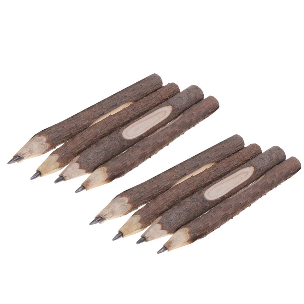 8pcs Rustic Wood Bark Pencils Natural Wooden Tree Branch Twig Pencils Kids Lumberjack Decorations Party Supplies