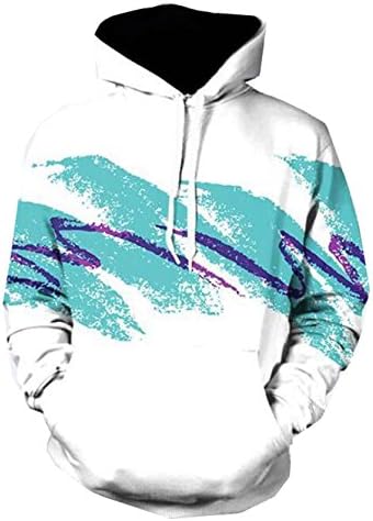 Oberora Mens Fashion 3d Print Pullover Hoodies Sweatshirts Coat White US-2XL