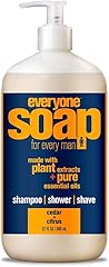 Everyone 3-in-1 Soap, Body Wash, Bubble Bath, Shampoo, 32 Ounce (Pack of 1), Cedar and Citrus, made with Essential Oils for M