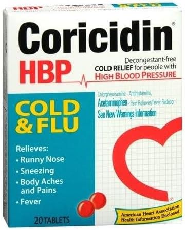 Coricidin HBP Cold and Flu Tablets 20 TB - Buy Packs and SAVE (Pack of 2)
