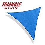 ColourTree 16' x 16' x 16' Sun Shade Sail Canopy  Triangle Blue - Commercial Standard Heavy Duty - 160 GSM - 4 Years Warranty