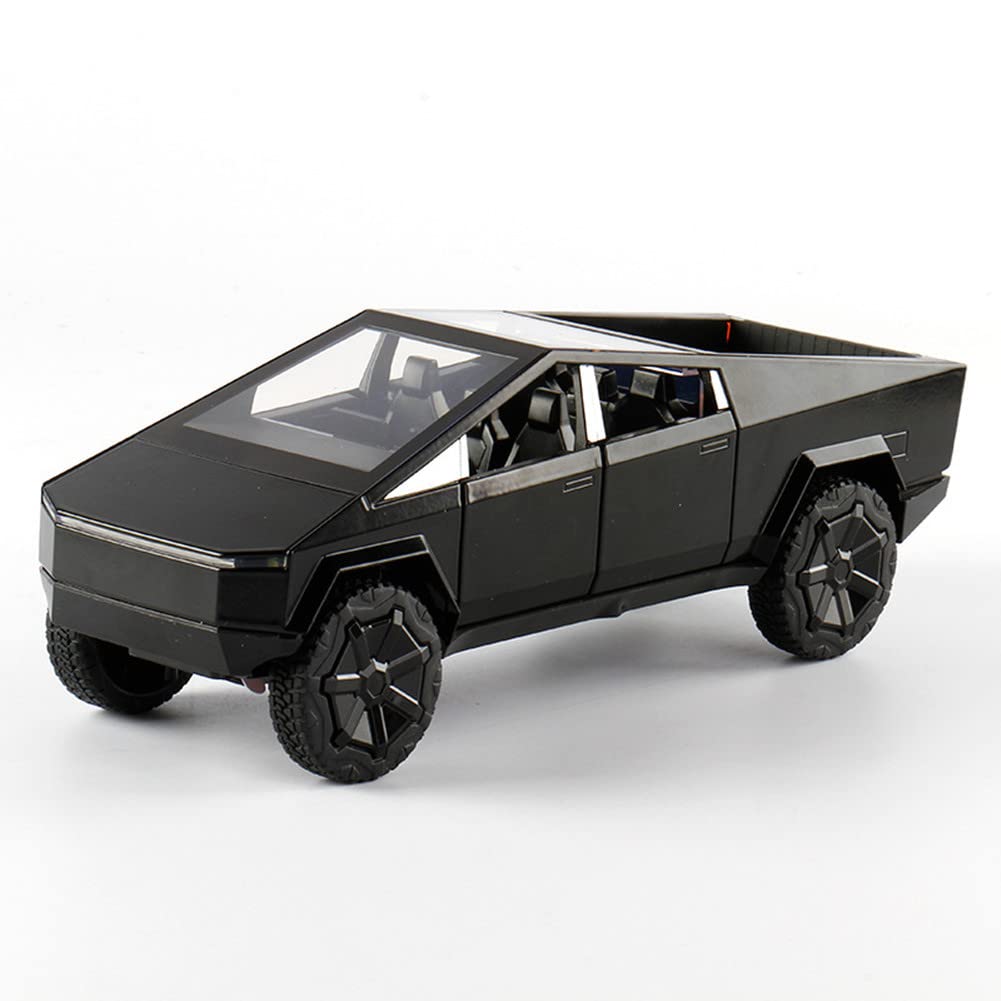 ARCADORA 1:24 Scale Alloy Diecast Model Car Pullback Vehicle Toy Collection for Tesla Cybertruck Pickup, Kids Gift, with Sound and Light — image 1