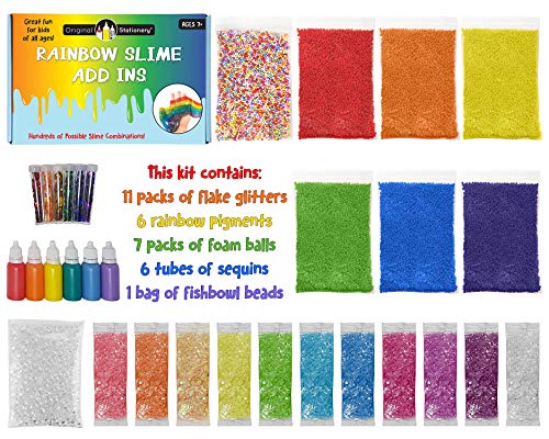 Original Stationery Slime Supplies Stuff [Rainbow Kit add ins] Making Slime for Girls and Boys. Kit Supplies Floam and Fishbowl Beads, Flake Glitter, Pigment, Sequins. No Glue or Activator Included. - Thumbnail 2