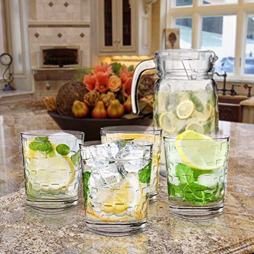 Emenest Clear Drinking Glasses (Set of 4 12.5oz) | Real Glassware with Heavy Base | 4 Double Old Fashioned Drinkware Tumbler Set For Water, Whiskey, Cocktails | Best Kitchen Gift - Thumbnail 3