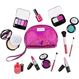 PixieCrush Pretend Play Makeup Kit. Designer Girls Purple Sparkle Bag Deluxe Makeup Set