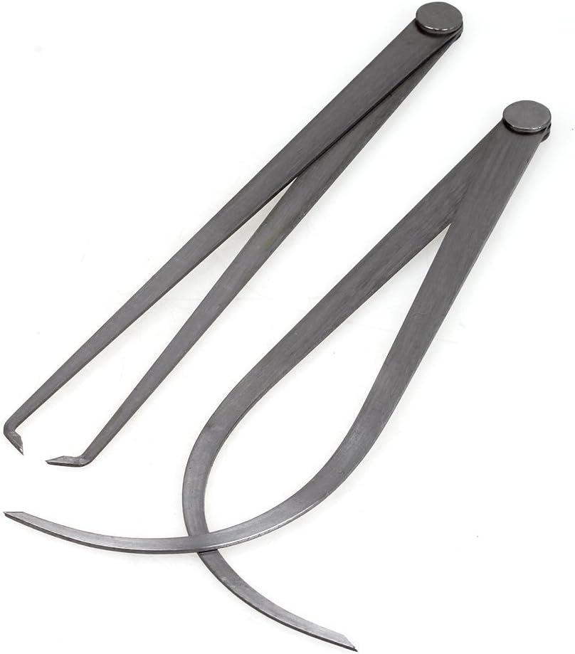 CNBTR Silver Caliper Gauge Machinist Long Firm Joint Metal Measurement Tool Inside and Outside Caliper Pack of 2 (300mm)
