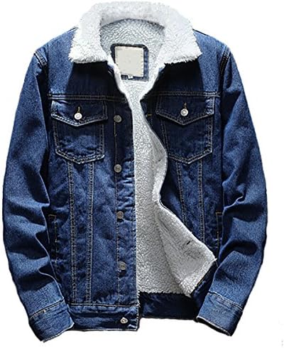 Beskie Men's Sherpa Lined Denim Jacket Button Down Classic Trucker Jackets Warm Casual Quilted Jeans Coats Outerwear