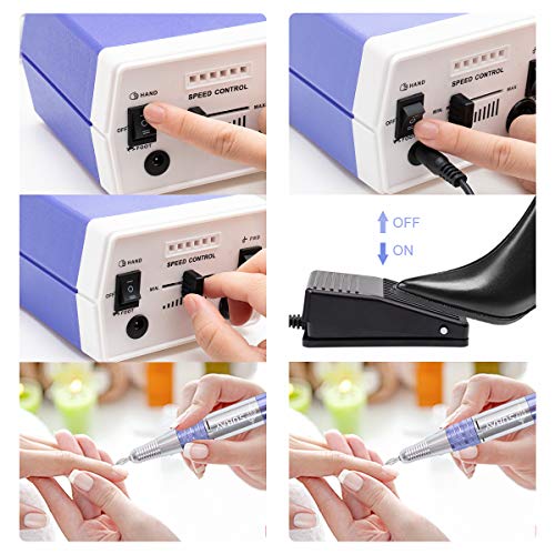 30000RPM Electric Nail Drill Manicure Pedicure Acrylics Gel Salon Art Tool Set Kit with Sanding Bands and 12 in 1 Nail Drill Bits and Nail Brushes Nail Accessories - Thumbnail 2