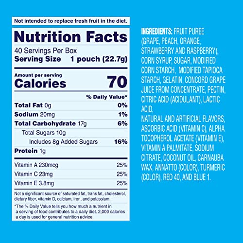 WELCH’S FRUIT SNACKS, MIXED FRUIT, BULK PACK, INDIVIDUAL SINGLE SERVE BAGS, 0.8 OZ (PACK OF 40)