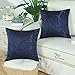 CaliTime Throw Pillow Covers Pack of 2 Modern Shining & Dull Contrast Circles Rings Accent Geometric Cushion Cases Shells for Couch Sofa Home Decor 20 X 20 Inches Navy Blue