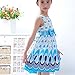 Weixinbuy Kids Girls Chiffon Sleeveless Bow Belt Peacock Party Dress Blue 6-7Y